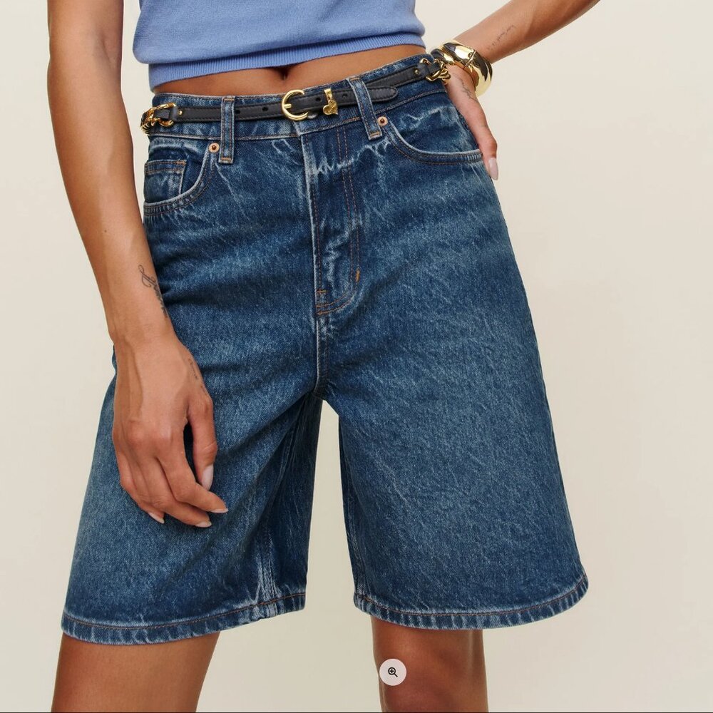 Reformation Hale High Rise 8” Jean Shorts Blue - Size 29